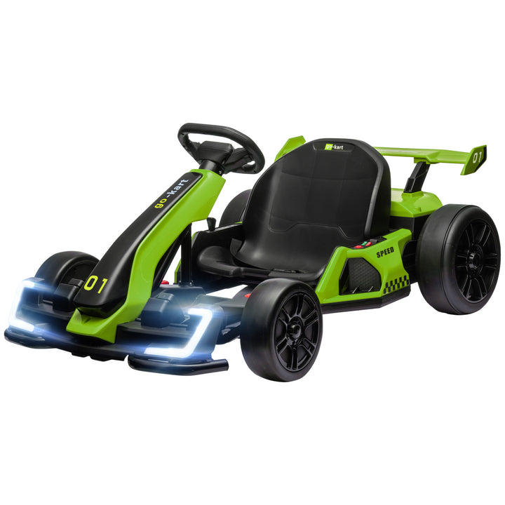 24V elektrisk gokart til børn med driftfunktion, 6-12 år, grøn