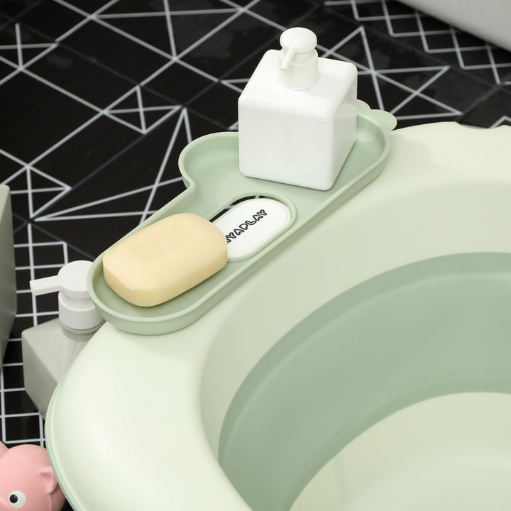 Babybadekar, foldbart, skridsikker bund, elefantbadehynde, 86 x 53 x 25,5 cm, grøn