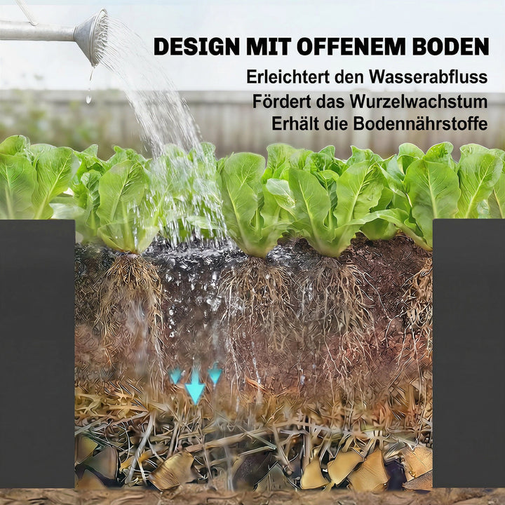 L-formet hævet havebed, vejrbestandig, plantebed/koldramme af galvaniseret stål, 150 x 150 x 55 cm, sort