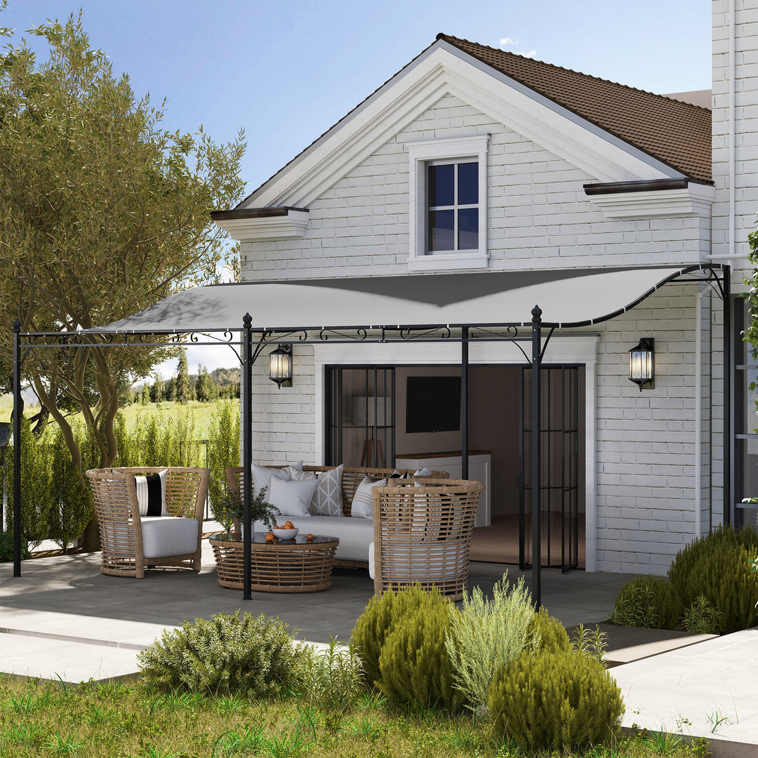 3 X 5 m pergola, fleksibelt havetag med vandtæt presenning og metalramme, skygge, mørkegrå