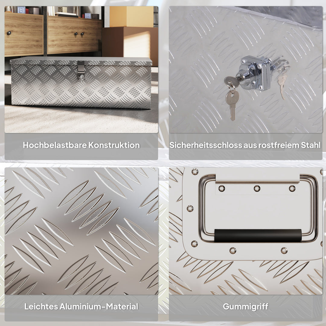 Værktøjskasse, værktøjskasse, med lås, to bærehåndtag, aluminium, 76 x 33 x 25 cm