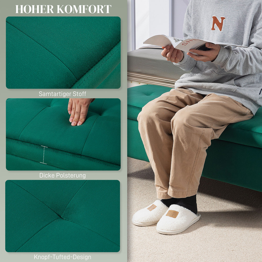 Bænk med opbevaringsplads, lasteevne op til 120 kg, 120 x 44 x 44,5 cm, grøn