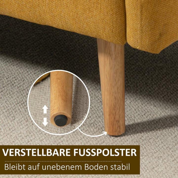 2-personers sofa med 2 puder, lille loveseat med fløjlstop, moderne polstret sofa til stue, soveværelse, lille værelse, gul, 130 x 70 x 80 cm