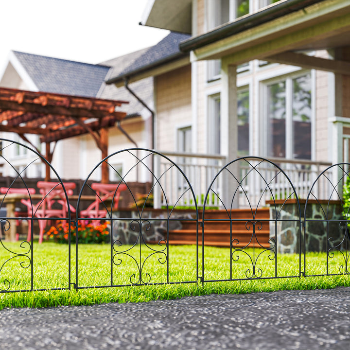 Havehegn stål 300 cm x 70 cm højt dekorativt gitterhegn sæt hegnselementer sort