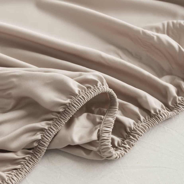 Beige bambus Fitted Sheet Premium - op til 30 cm - 400TC Tanboocel - Blød Taupe