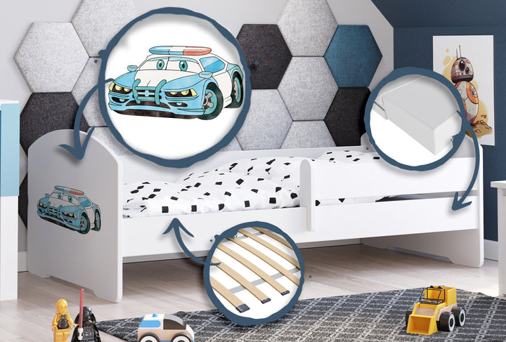 LUK 140x70 børneseng med gelænder - Politi