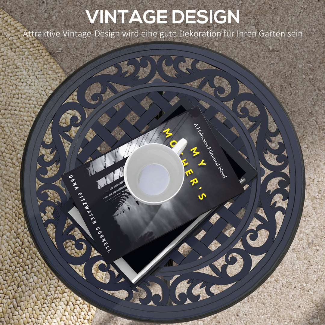 Havebord, loungebord, balkonbord, vintage design, 60 x 60 x 53 cm, sort