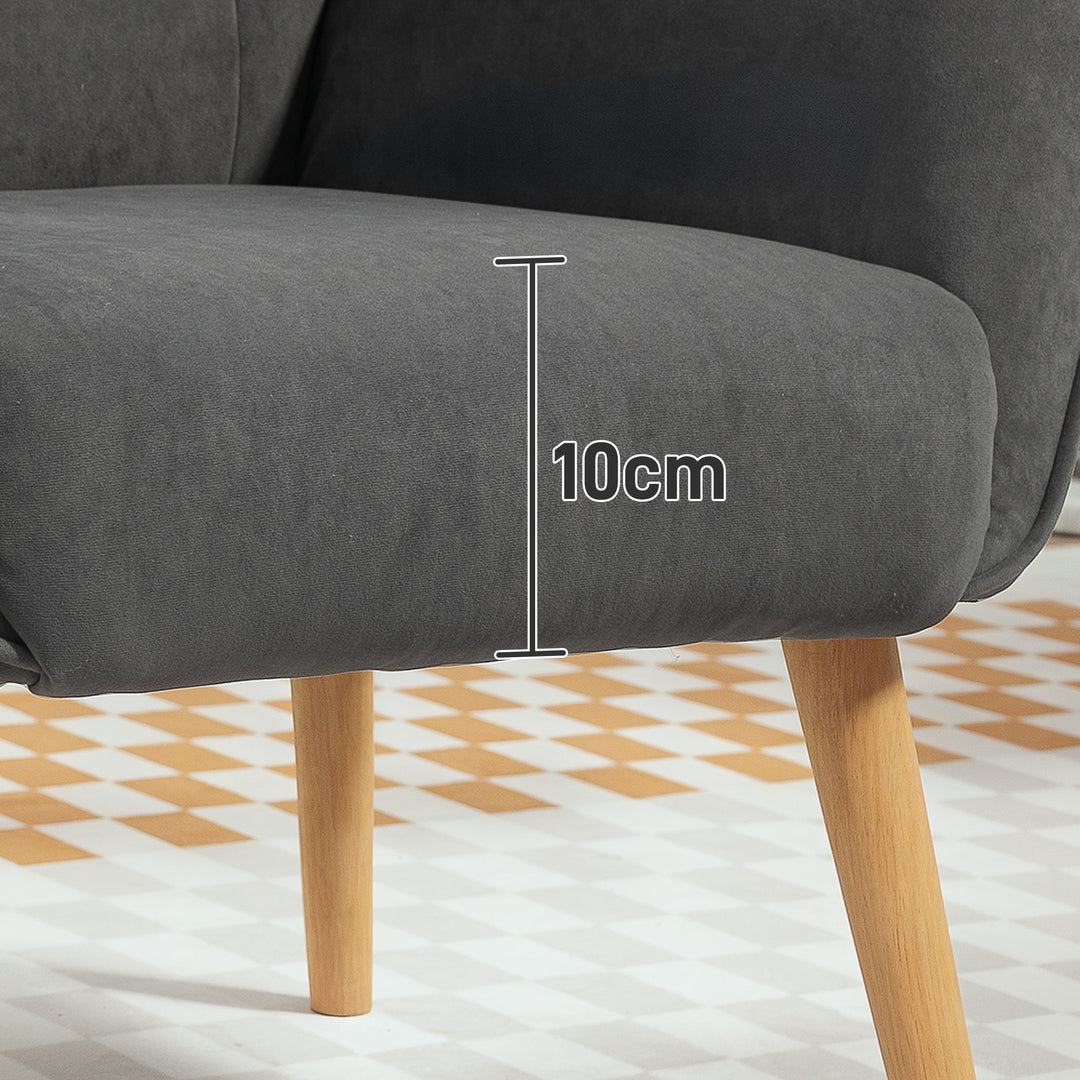 Polstret lænestol, lænestol til stue med quiltning, blødt velourbetræk, op til 120 kg, grå