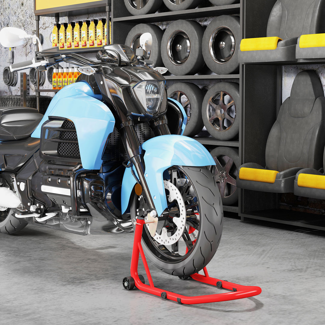 Motorcykel stander sæt for/bag montering stander motorcykel donkraft op til 544 kg stål rød