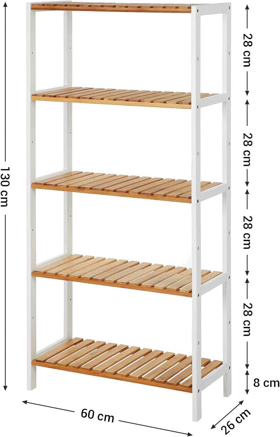 Den pladsbesparende løsning! - Elegant bambusreol med 5 hylder, naturfarvet