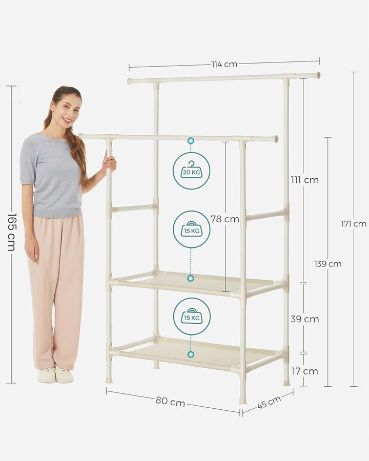 Få styr på tøjet! Tøjstativ med nem montering (max. 70 kg belastning), hvid