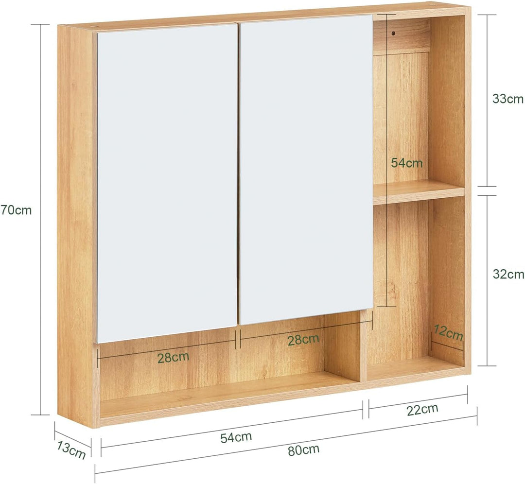 Spejlskab til badeværelset, B80 x H70 x D13 cm
