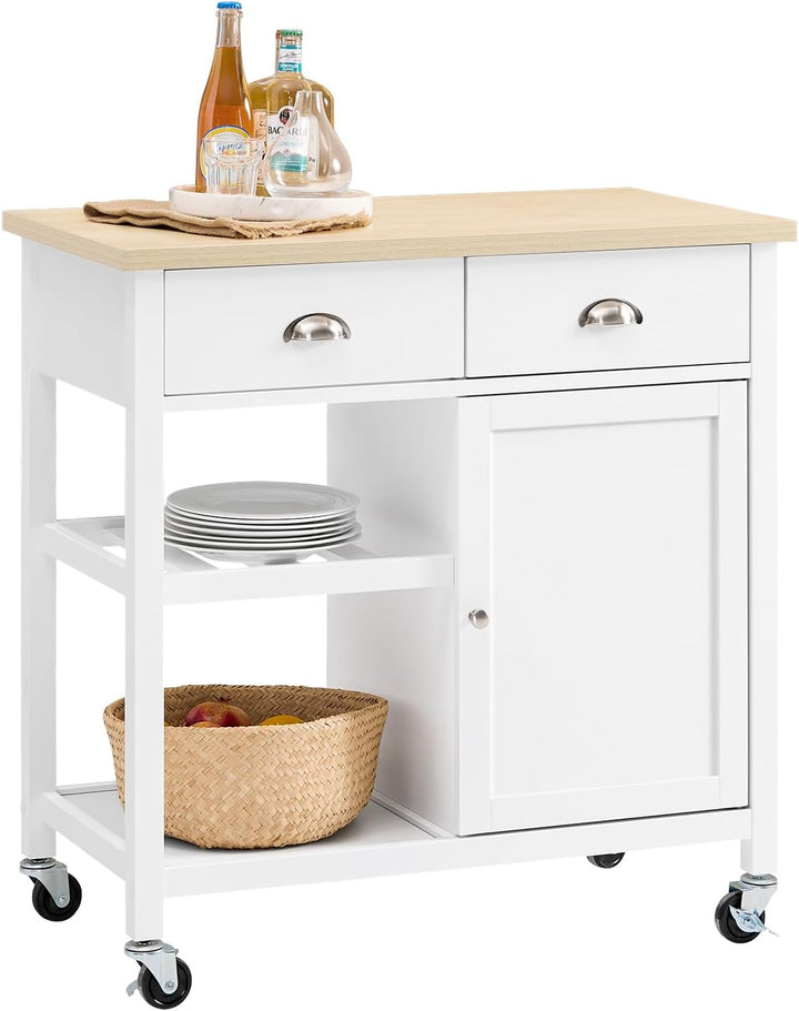 Få mere plads i køkkenet med denne fleksible køkkenvogn i hvid (B87 x D48 x H89 cm)