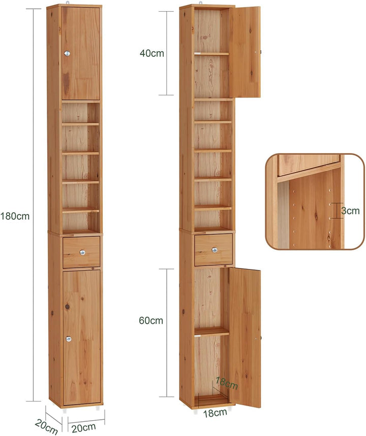 Pladsbesparende og elegant badeværelsesskab (B20 x D20 x H145 cm)