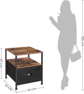 Natbord med praktisk opbevaring (41 x 41 x 47 cm), brun og sort