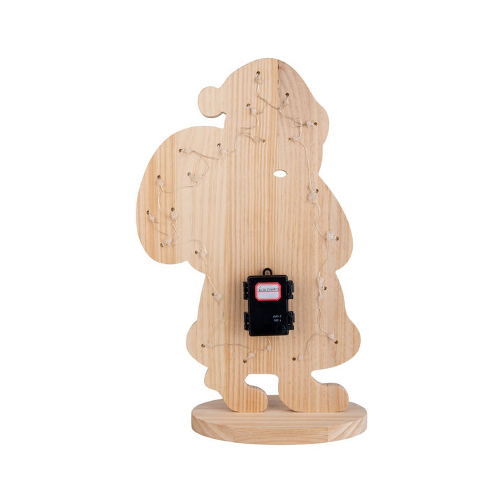 Led Wood Decolum "Santa" Small, julepynt lavet af træ i naturen, med fast indbyggede LED'er, til det udendørs område