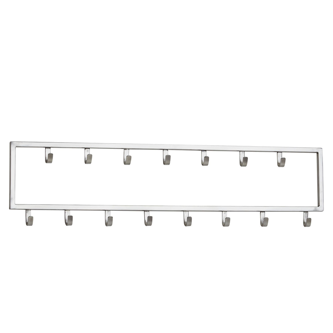 Vægmonteret metalknagerække, sølv, 80x20x4 cm, designer-knagerække til gangen, knageskinne i stål, vægpanel, knagerække, knagerække til gangen