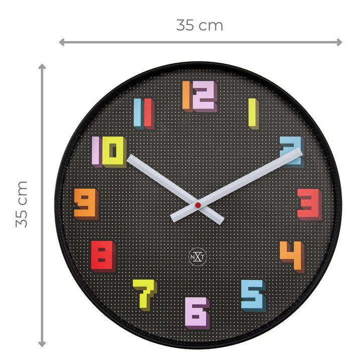 Vægur 35 cm-Silent-Sort/Flerfarvet-ABS- nXt 'Game'