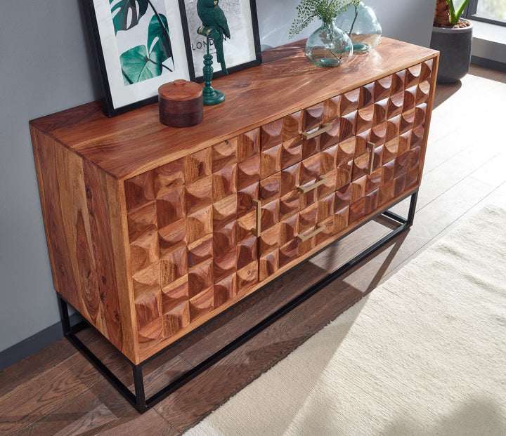 Skænk i massivt sheeshamtræ 145x81x45 cm
