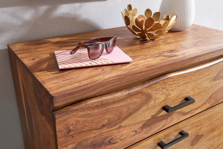 Kommode, 80x120x41,5 cm, massivt træ/metal, naturfarvet