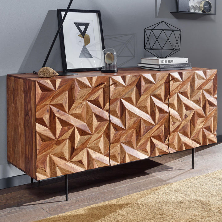 Skænk 144x72x47 cm massivt sheeshamtræ