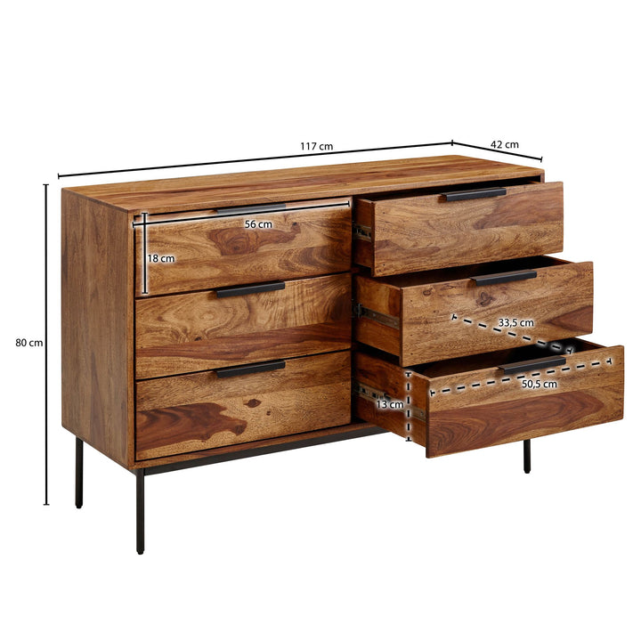 Kommode 117x80x42 cm massivt sheeshamtræ