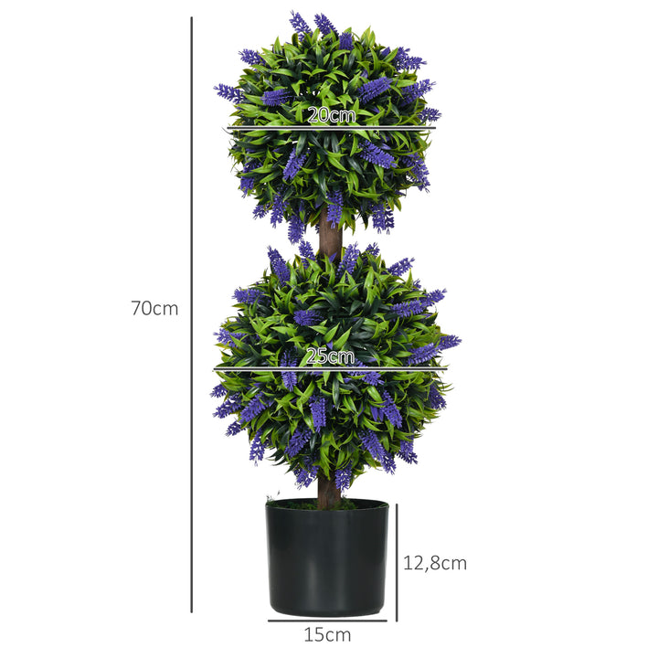 Sæt med 2 kunstige planter, uv-resistent kunstig plante i en urtepotte, 70 cm stueplante til stue, have