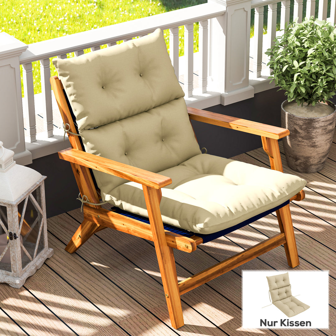 Siddehynde, tyk polstret siddehynde med ryglæn, gyngestolshynde, til indendørs og udendørs brug, beige