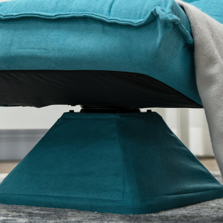 Lænestol læsestol, drejelig, fløjlslook, 62 cm x 70 cm x 95 cm, blå