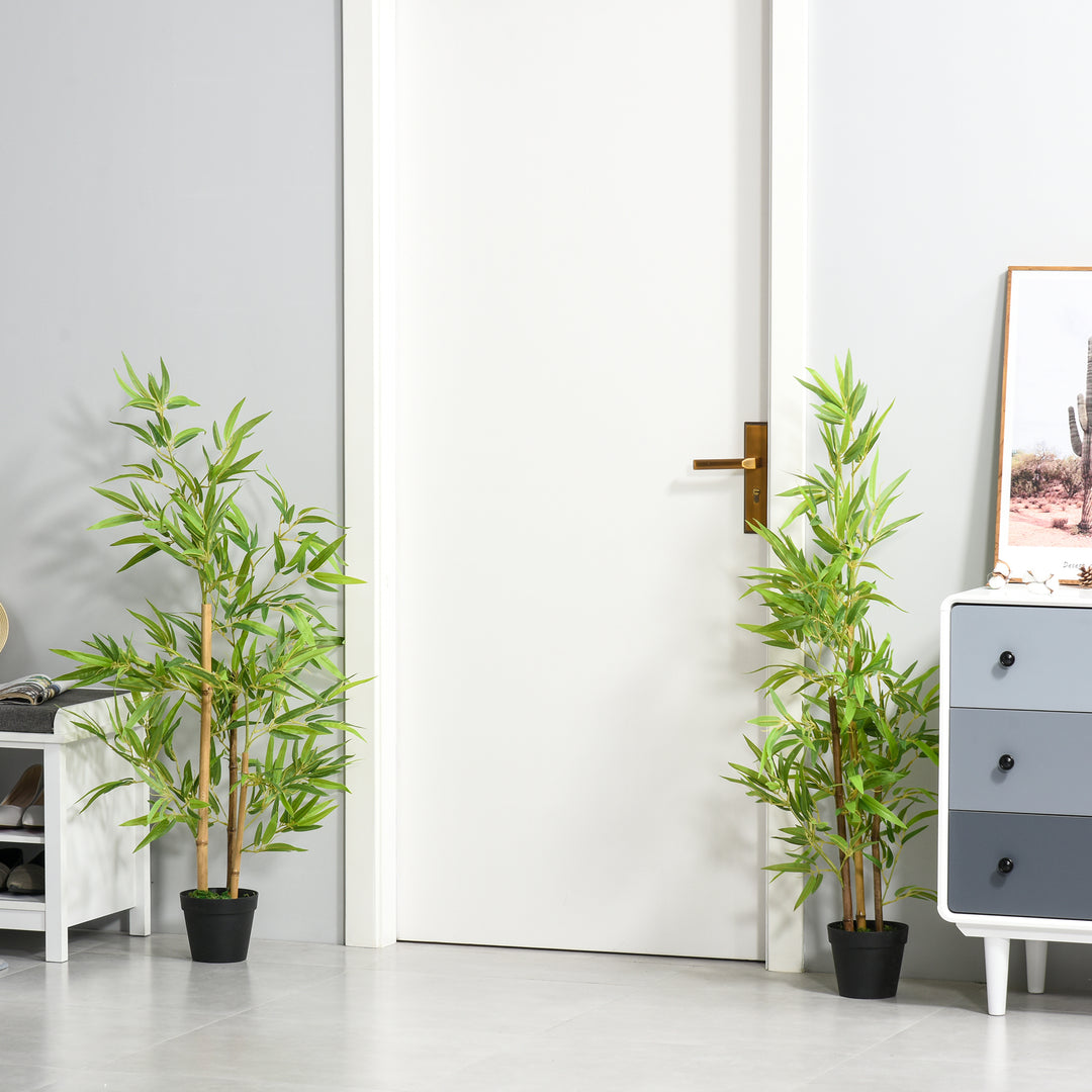 Kunstig bambus, kunstig plante, dekorativ plante med potte, kunstigt træ, trædekoration, 120 cm