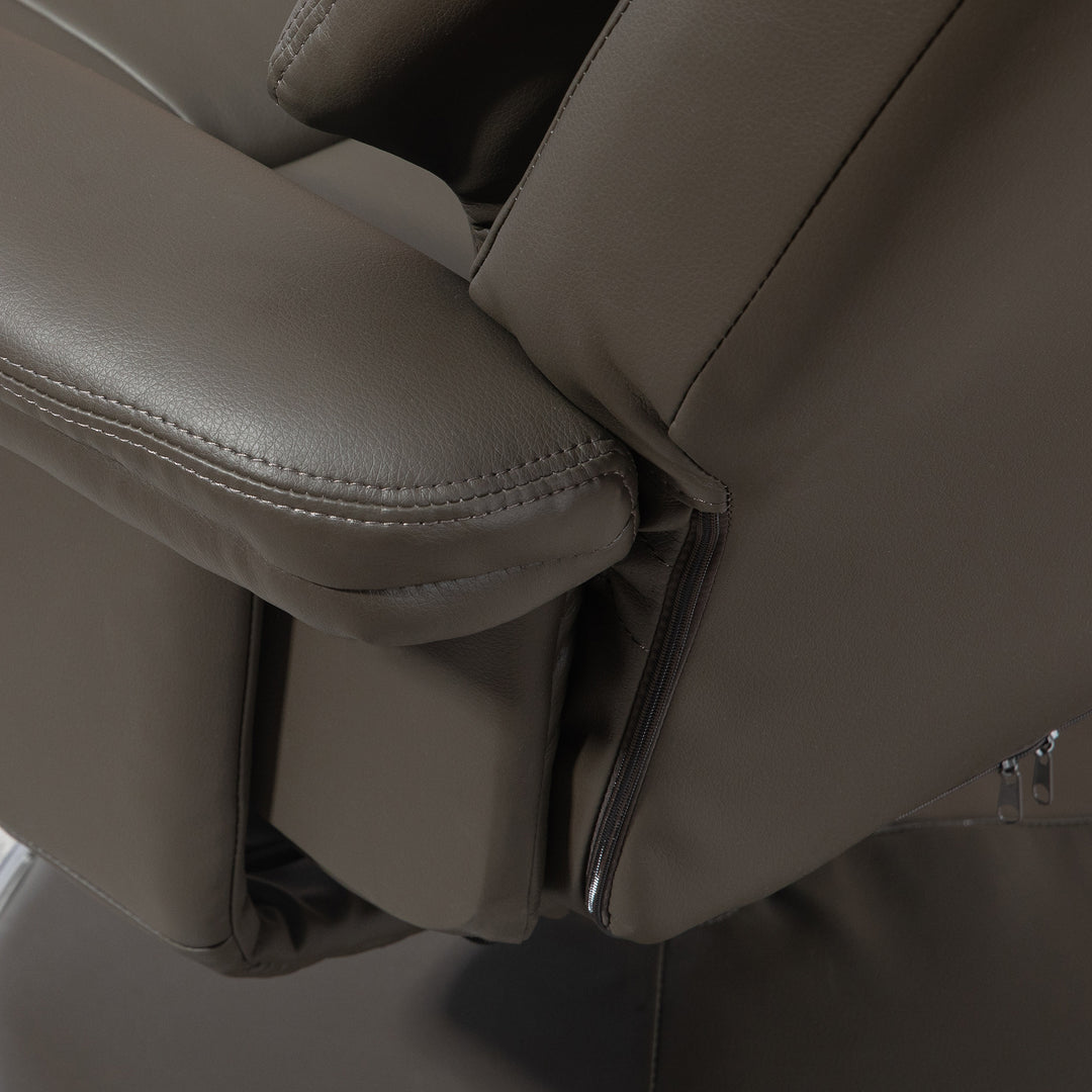 Lænestol med fodskammel, justerbar ryglæn, kunstlæder, op til 150 kg, grå