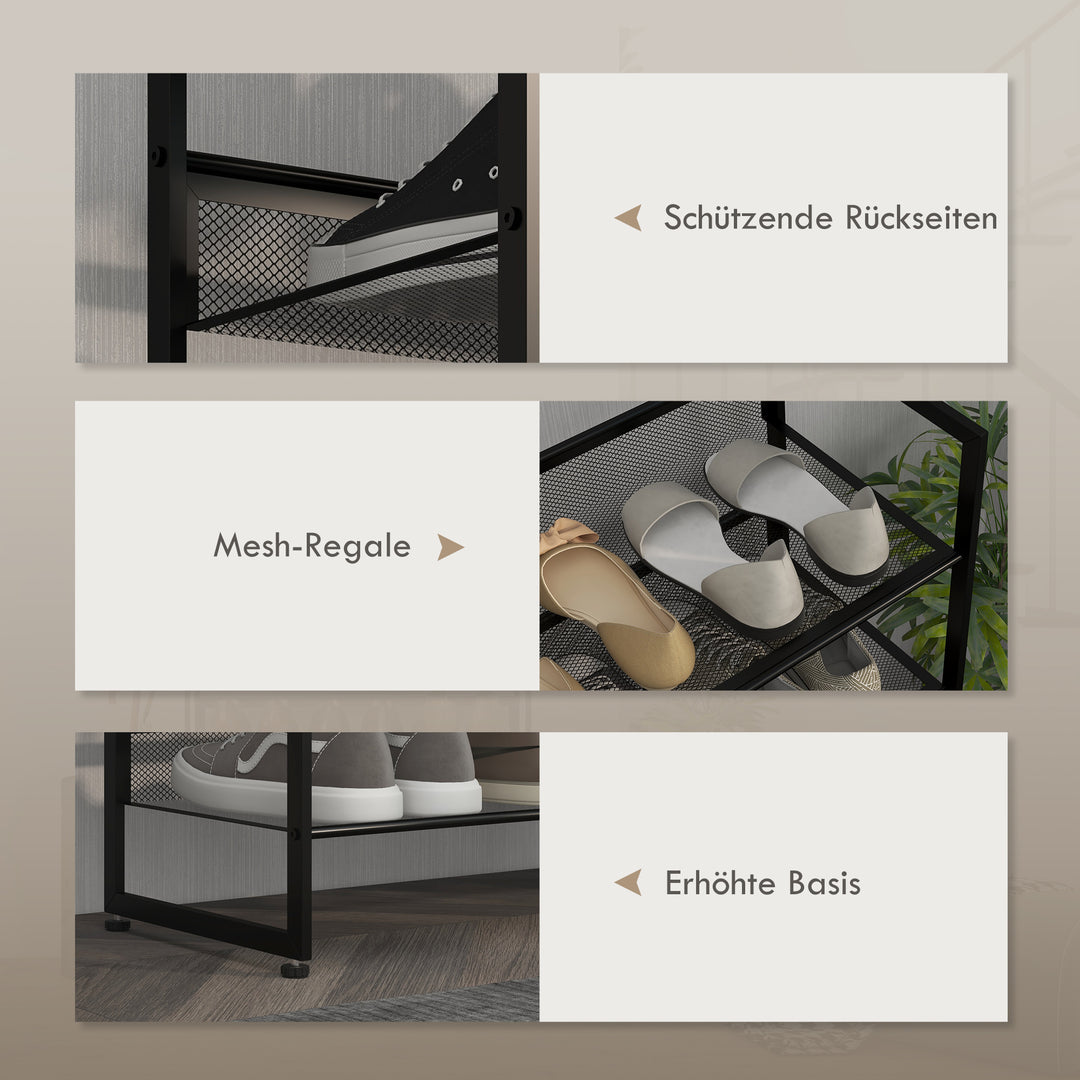 Lille skohylde, høj, smal, 5 hylder, 72 cm x 30 cm x 102 cm, sort