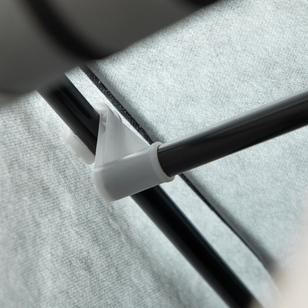 Stofgarderobe, opbevaringsløsning, 8 hylder, 2 garderobestativer, grå