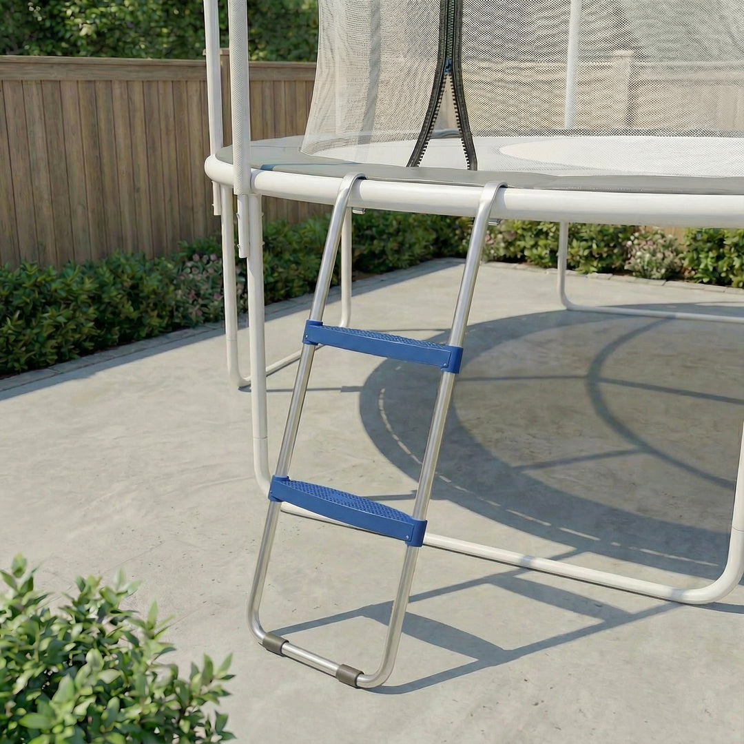 Trampolinstige 32/63 cm 2 trin Indstigningsstige Trampolinstige op til 150 kg med galvaniseret stålramme Blå