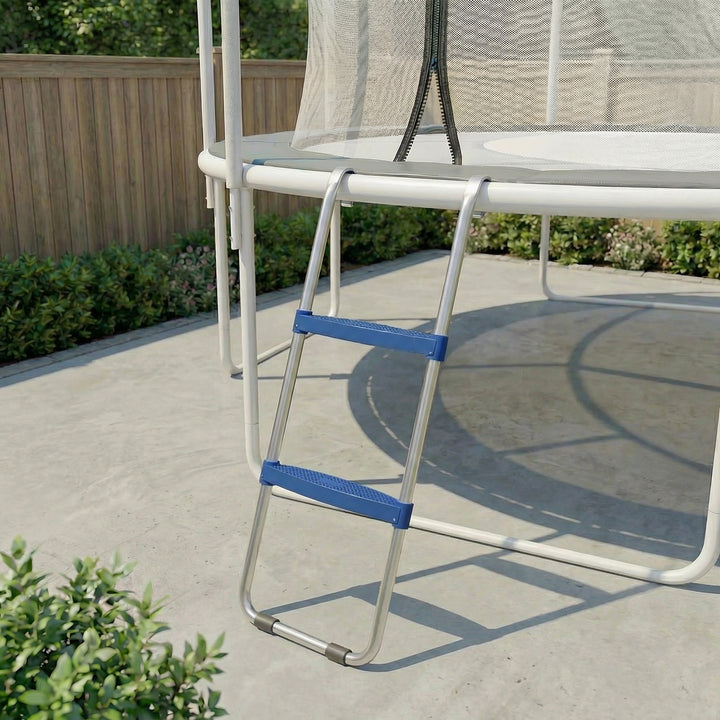 Trampolinstige 32/63 cm 2 trin Indstigningsstige Trampolinstige op til 150 kg med galvaniseret stålramme Blå