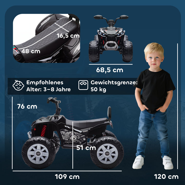 Børns elektriske ATV, 24V elektrisk køretøj med 4 hjul, forlygter, USB-port, MP3-funktion, 6,5 km/t, 3-8 år