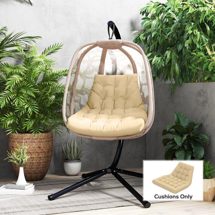 Siddehynde, udendørs siddehynde til hængekurve og gyngestole, udendørs hynde, beige