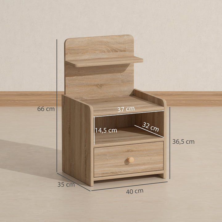 Sidebord, natbord med opbevaringsplads, spånplade, væltesikker, moderne, naturtræ