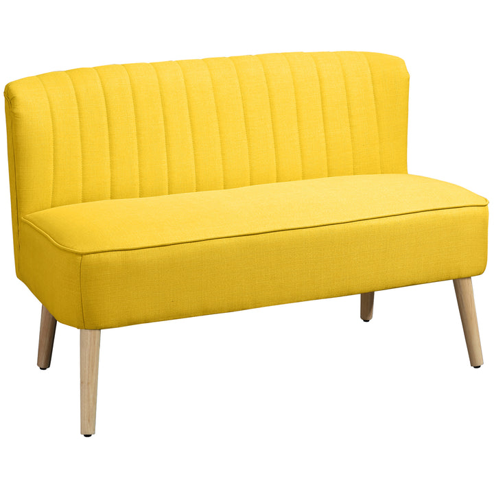 2-Personers sofa, blød polstring, letplejeligt betræk, op til 150 kg, 117 x 56,5 x 77 cm, gul