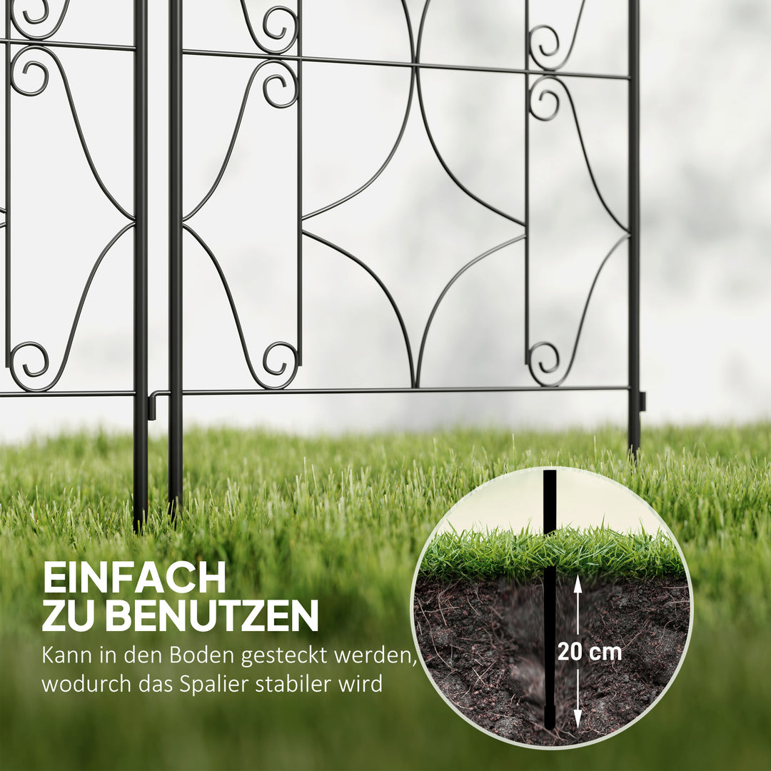 Metal trellis sæt med 2 til stikkontakt, rustfri, klatrehjælp til klatreplanter, 50x150 cm, sort