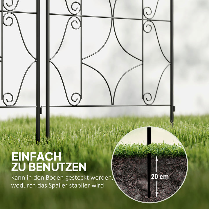 Metal trellis sæt med 2 til stikkontakt, rustfri, klatrehjælp til klatreplanter, 50x150 cm, sort