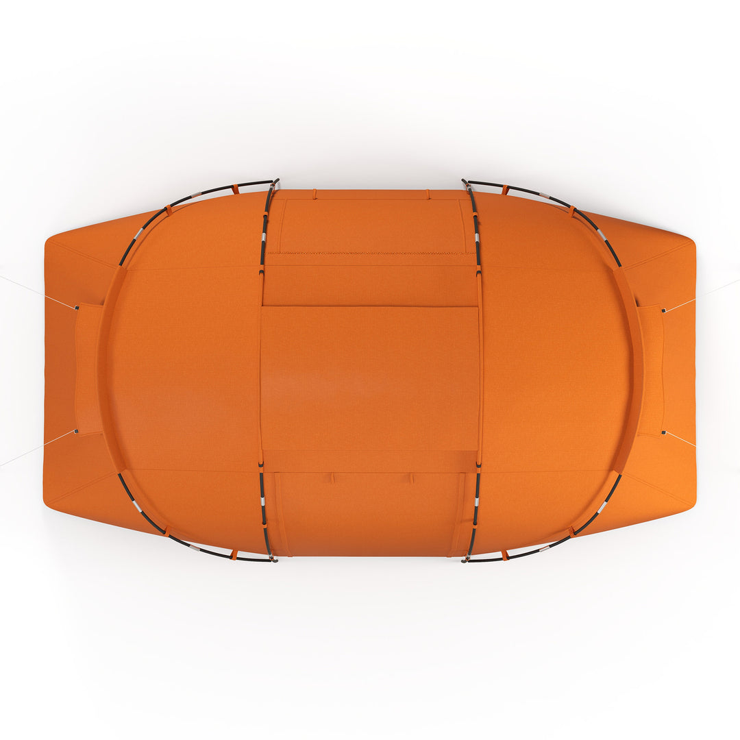 Tunneltelt til 4-6 personer, campingtelt med dør, bund, 2000 mm vandtæt, orange