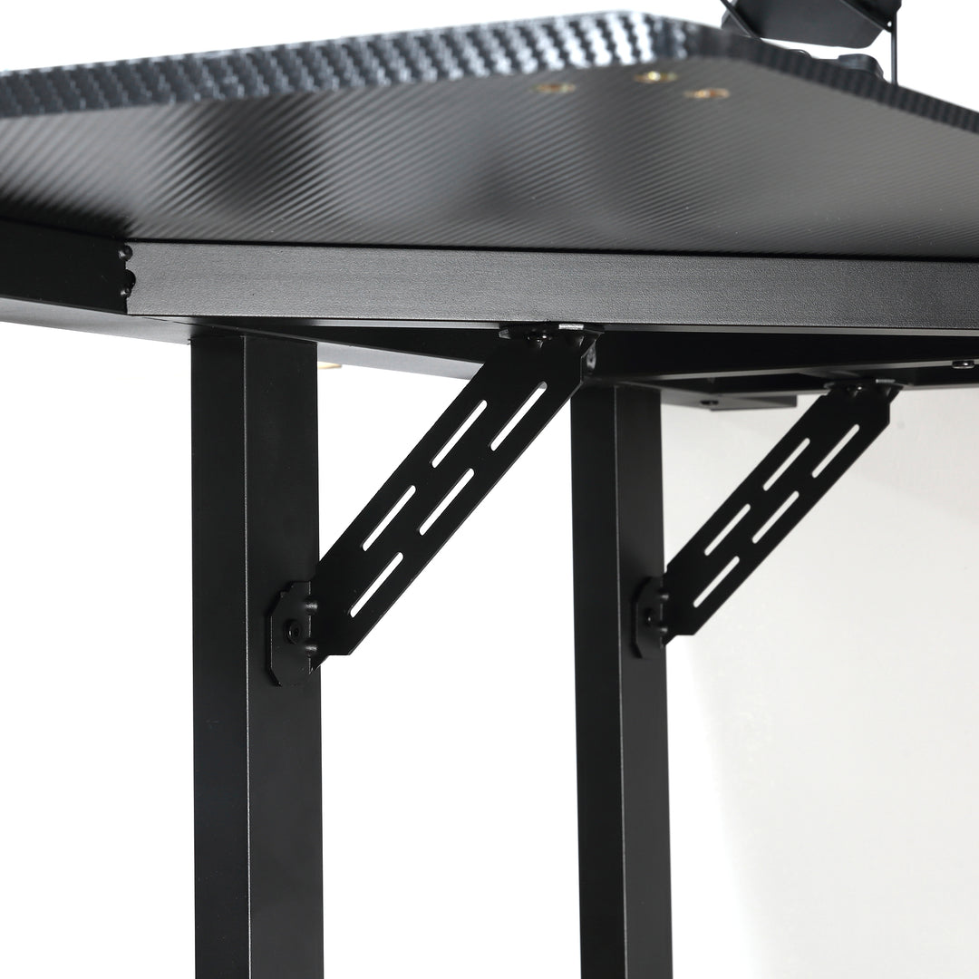 Gamingbord l-formet med hovedtelefonkrog kopholder computerbord mdf metal sort+rød 168 x 109 x 78 cm