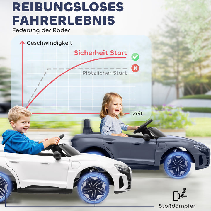 Elbil til børn med fjernbetjening, sikkerhedssele, horn, musik, forlygter, op til 5 km/t, 3-5 år, grå