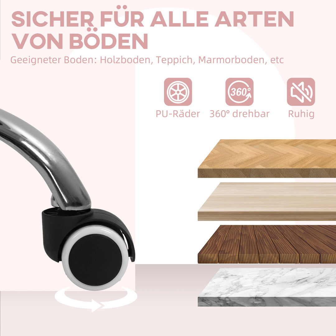 Skrivebordsstol højdejusterbar kontorstol drejelig hjemmekontorstol med ryg og armlæn pink