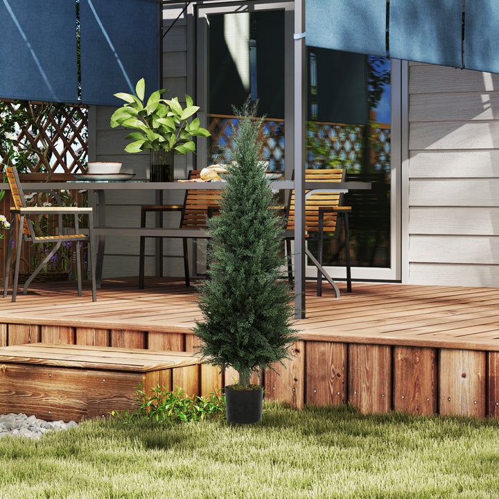 Kunstig cypres plante, 638 plastblade, med potte, uv-resistent, grøn