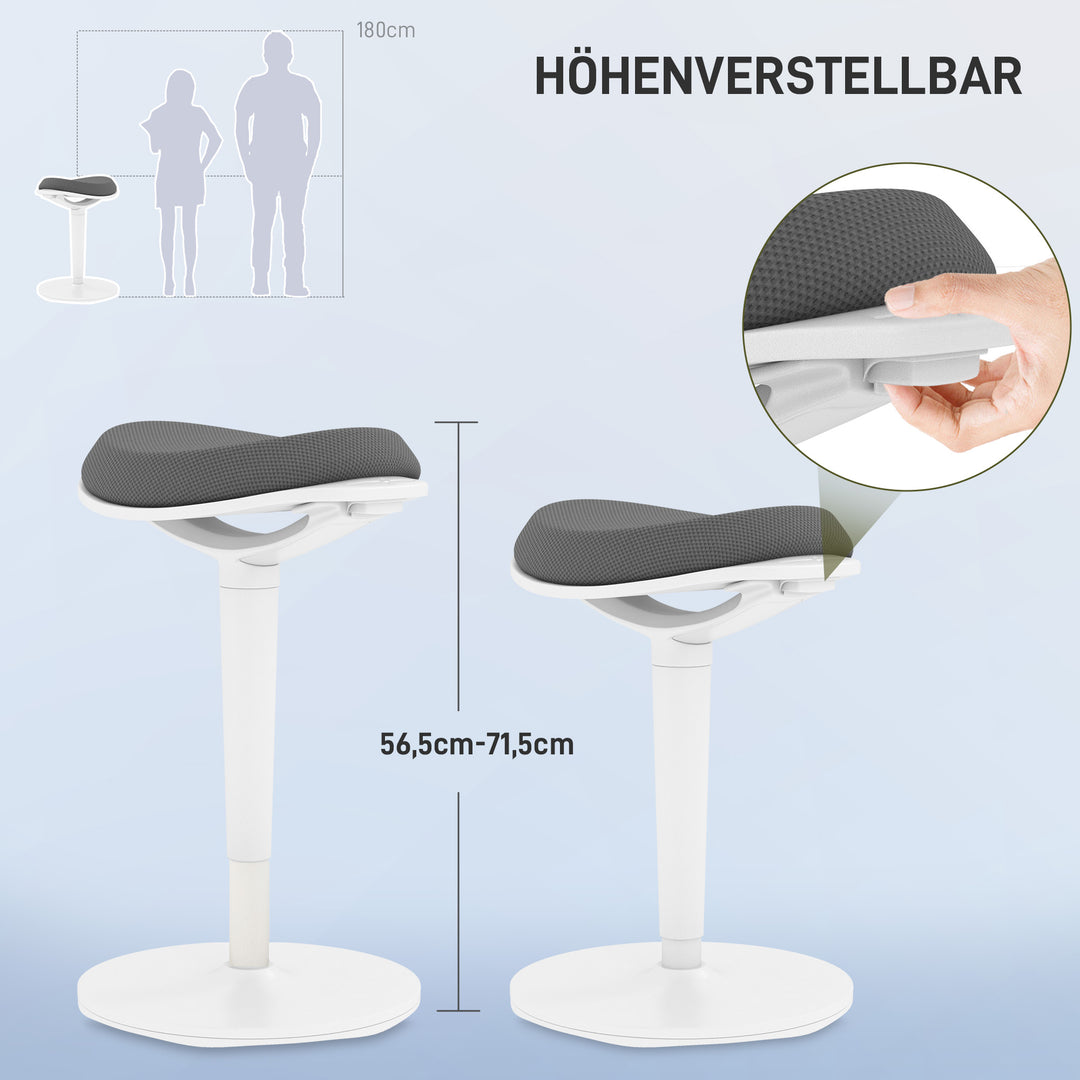 Gyngestol, ergonomisk, højdejusterbar, op til 120 kg, 42,5 x 35,5 x 56,5-71,5 cm, grå