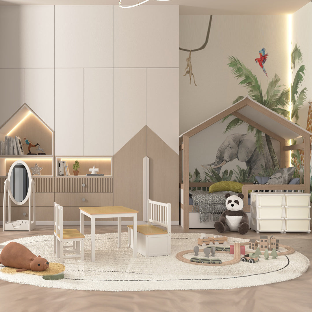 Opbevaringskasse til børn, 3 skuffer, hvid