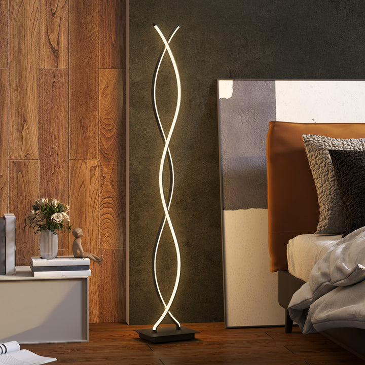 LED-gulvlampe dæmpbar 144 cm gulvlampe med fodkontakt sort