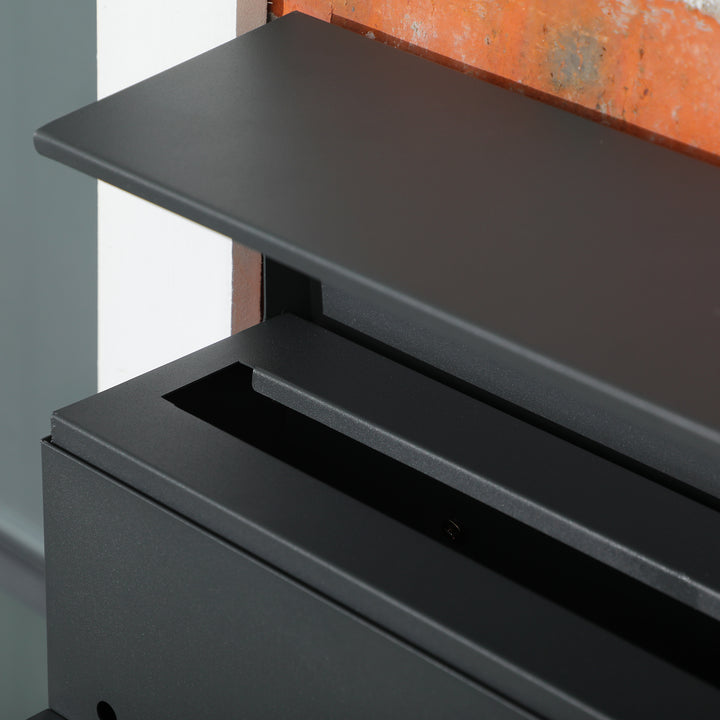 Postkasse med låg, 2 afløbshuller i bunden, stål, med lås, grå